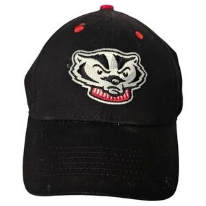 Wisconsin Badgers Hat Captivating Headwear Bucky Badger Black Red Baseball Cap *